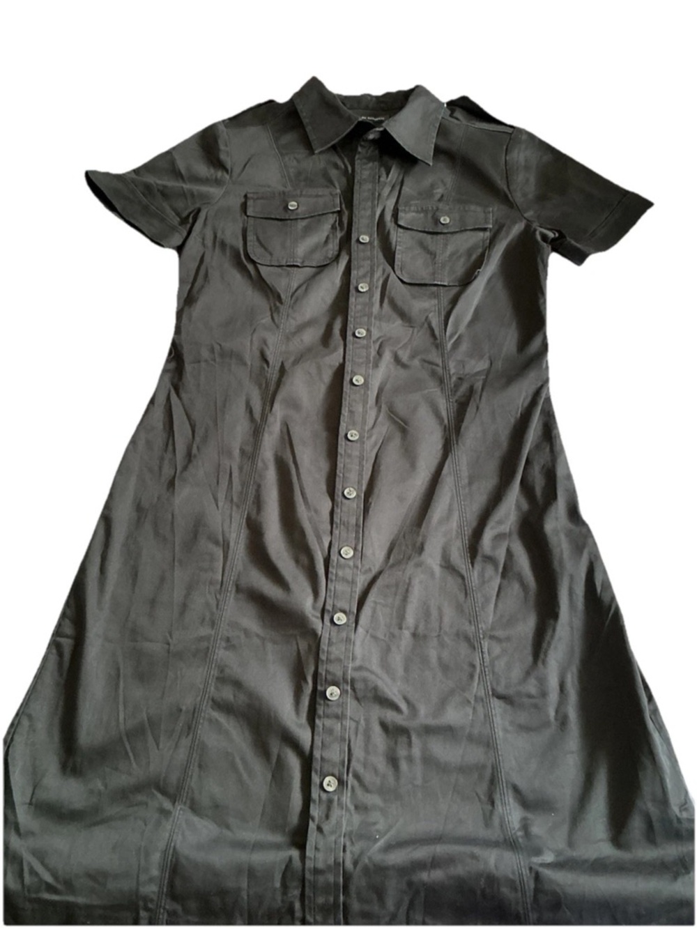 Banana Republic Black Women Dress Collared Button Shirt 10